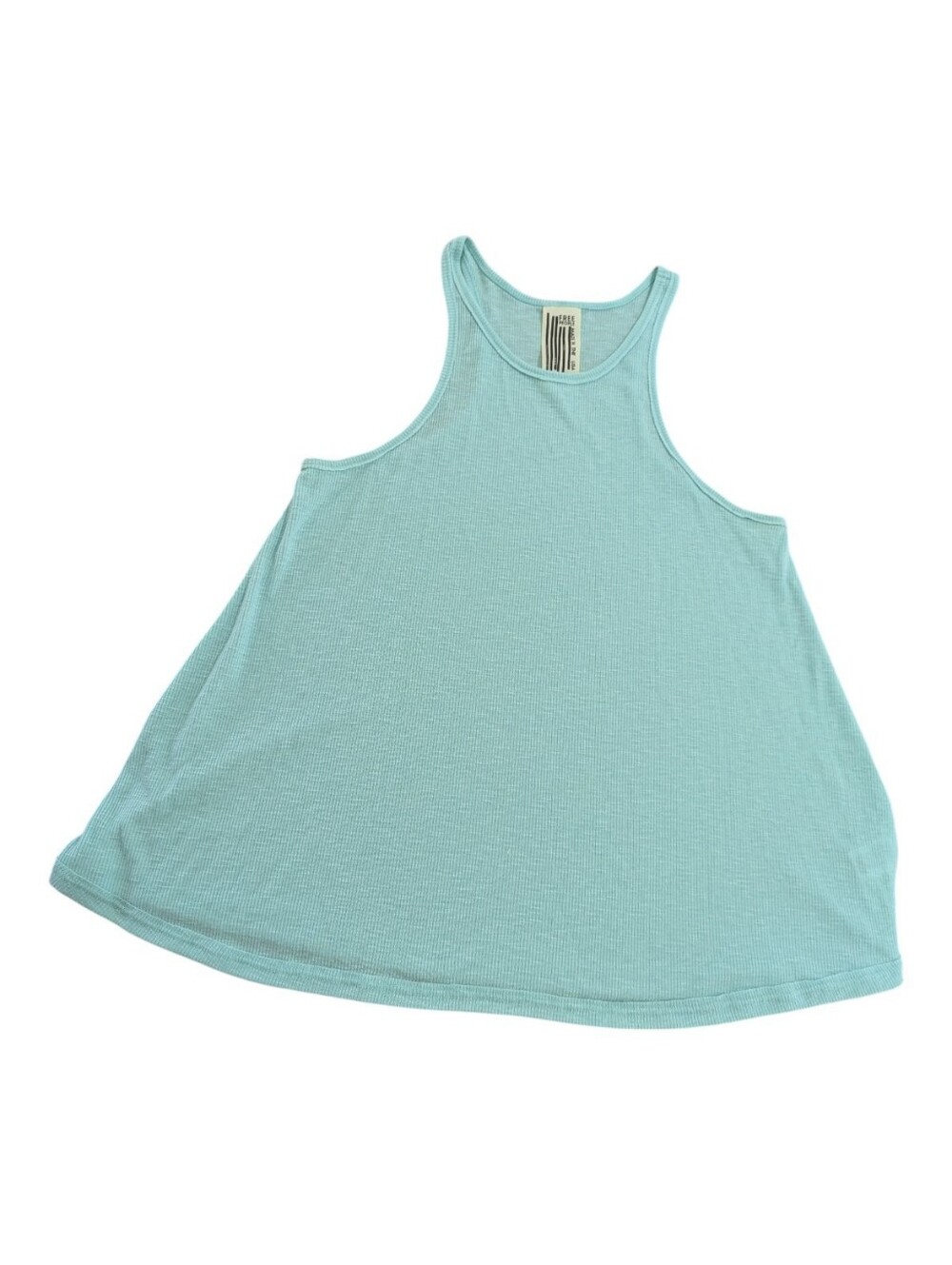 Free People Tank Top Ribbed Aqua Mint Blue Sleeveless Swing Tee Sz L *GUC